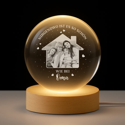 7639LGE1 nirgendwo ist es so schon wie bei oma kristallkugel personalisiert foto oma opa 7639LTPZA