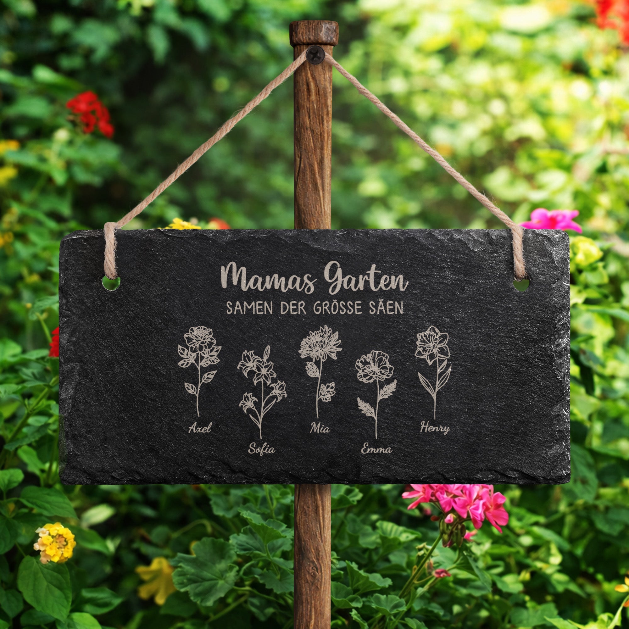 7641AGE2 omas garten samen der grosse saen personalisiertes geschenk  schiefer gartenschild omamama 7641aetqca