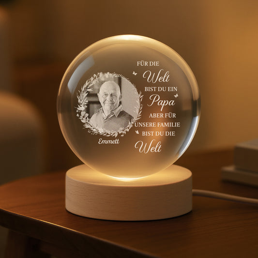 7642LGE2 fur die welt bist du eine mama aber fur unsere familie bist du die welt kristallkugel personalisiert foto oma mama 7642LCPZA