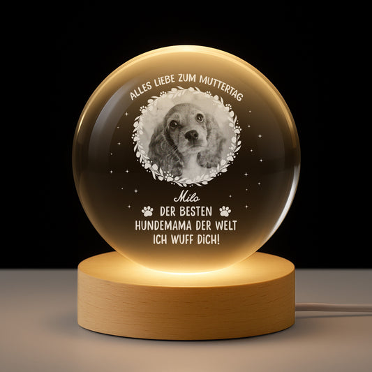 7653LGE1 beste hundemama happy muttertag personalisierte hunde geschenke  kristallkugel foto 7653lcl5c