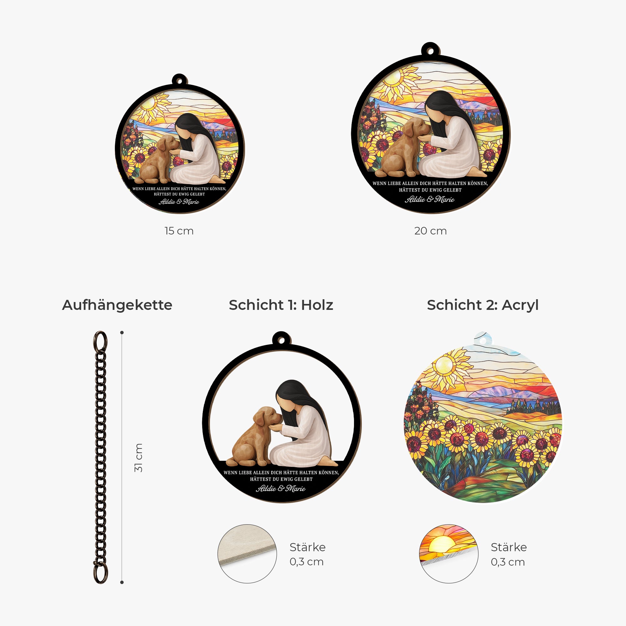 7667UGE3 wenn liebe allein dich hatte halten konnen hattest du ewig gelebt personalisierte trauergeschenke  acryl sonnenfanger hund 7667ucpnc