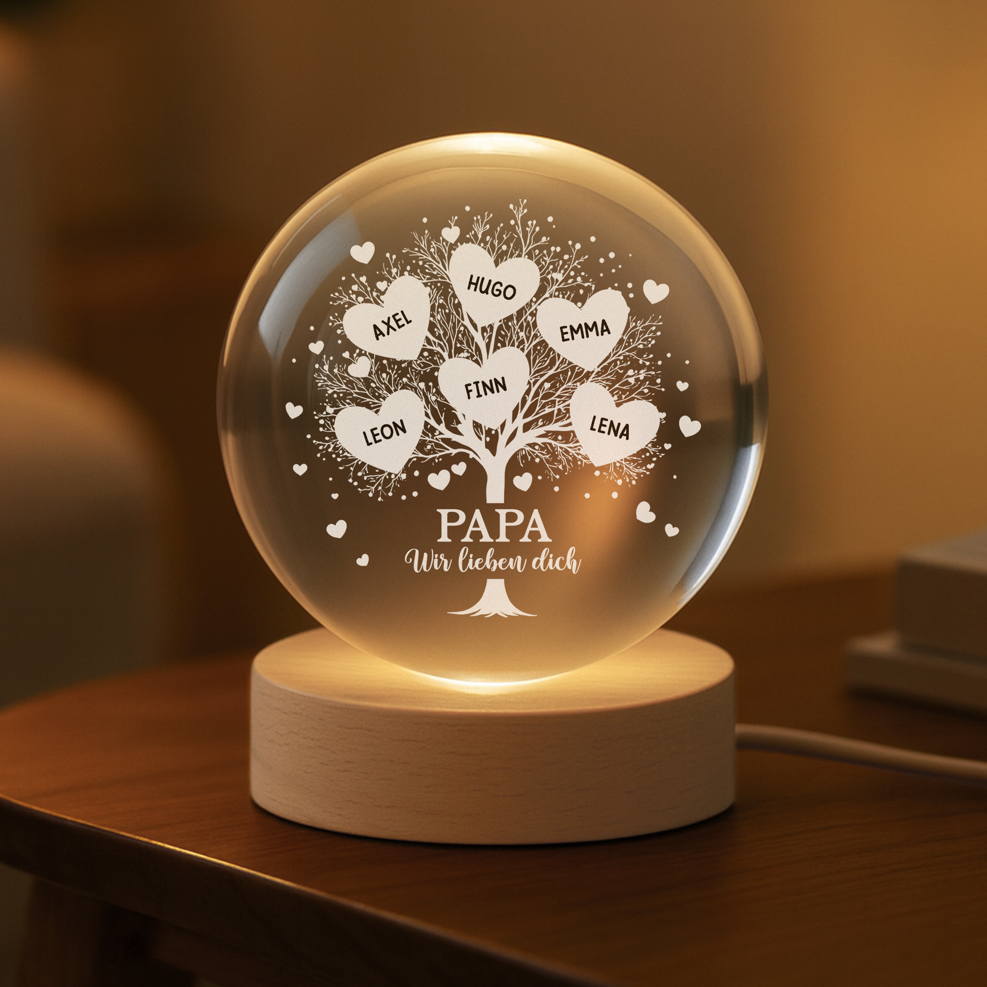 7671LGE2 mama wir lieben dich kristallkugel personalisiert papamama lebensbaum mit namen 7671l3raa