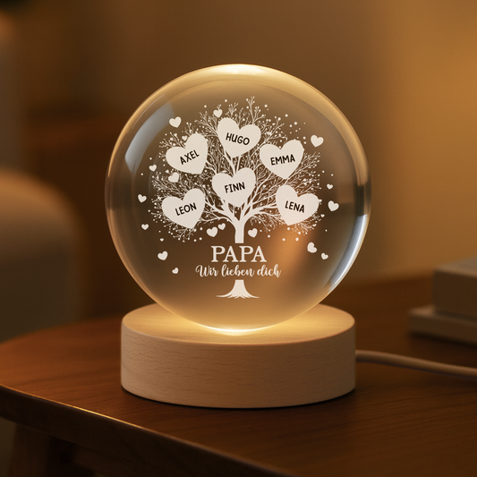7671LGE2 mama wir lieben dich kristallkugel personalisiert papamama lebensbaum mit namen 7671l3raa