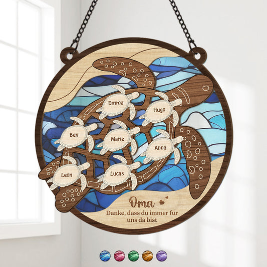 7672UGE1 oma danke dass du immer fur uns da bist personalisiertes geschenk  acryl sonnenfanger omamama schildkrote 7672uspza