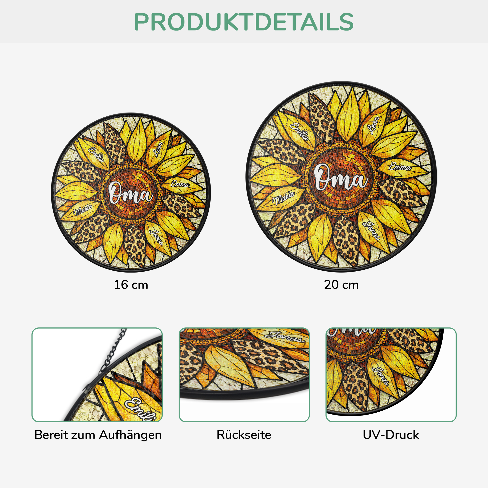 7678UGE3 sonnenblumen mit namen buntglas sonnenfanger personalisiert omamama 7678utfna