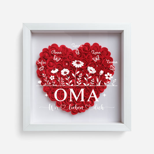 7688OGE1 wir lieben dich blumen 3d bilderrahmen personalisiert mama oma blumen 7688otptg