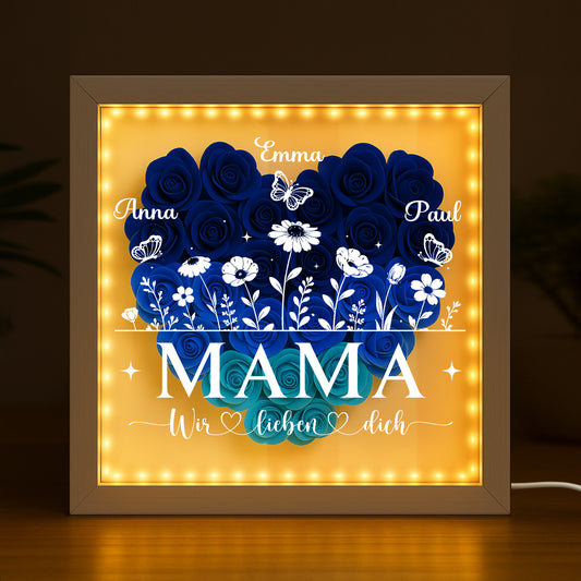 7688OGE2 wir lieben dich blumen 3d bilderrahmen personalisiert mama oma blumen 7688otptg