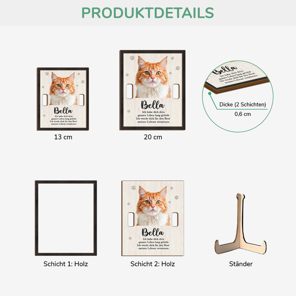 7727QGE3 ich werde dich fur den rest meines lebens vermissen personalisierte trauergeschenke  foto holzaufsteller katze 7727qsqad