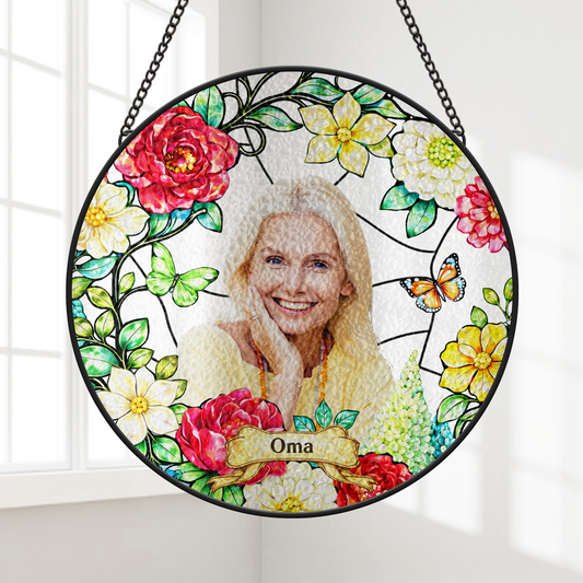 7729UGE1 name  blumen personalisierte geschenke foto  buntglas sonnenfanger mamaoma 7729ustna