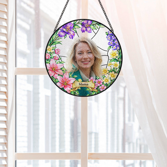 7729UGE2 name  blumen personalisierte geschenke foto  buntglas sonnenfanger mamaoma 7729ustna