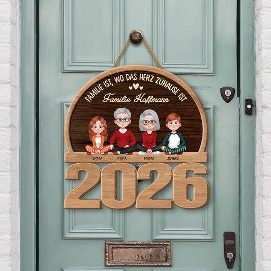 7738QGE2 familie ist wo das herz zuhause ist holzschild familie personalisiert_ mit hund  katze 7738qtlni