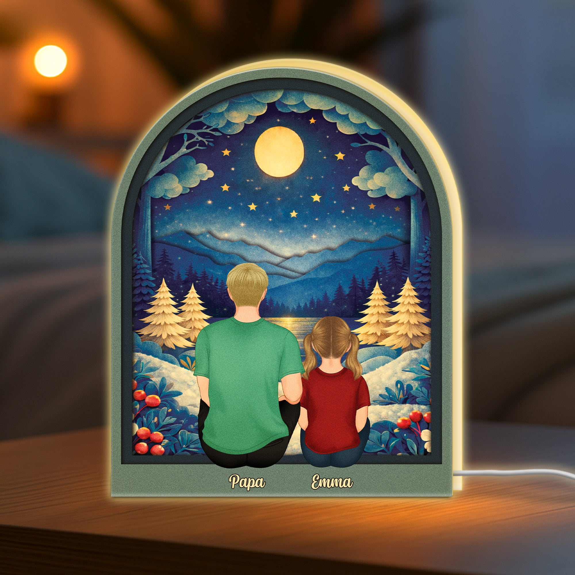 7748LGE2 3d druck effekt mama und kinder personalisierte lightbox mamapapa 7748l3ywa