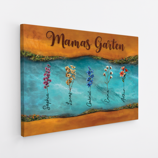 7749CGE2 3d druck effekt omas garten personalisiertes geschenk  leinwand mama  oma resin harz 7749c3hma