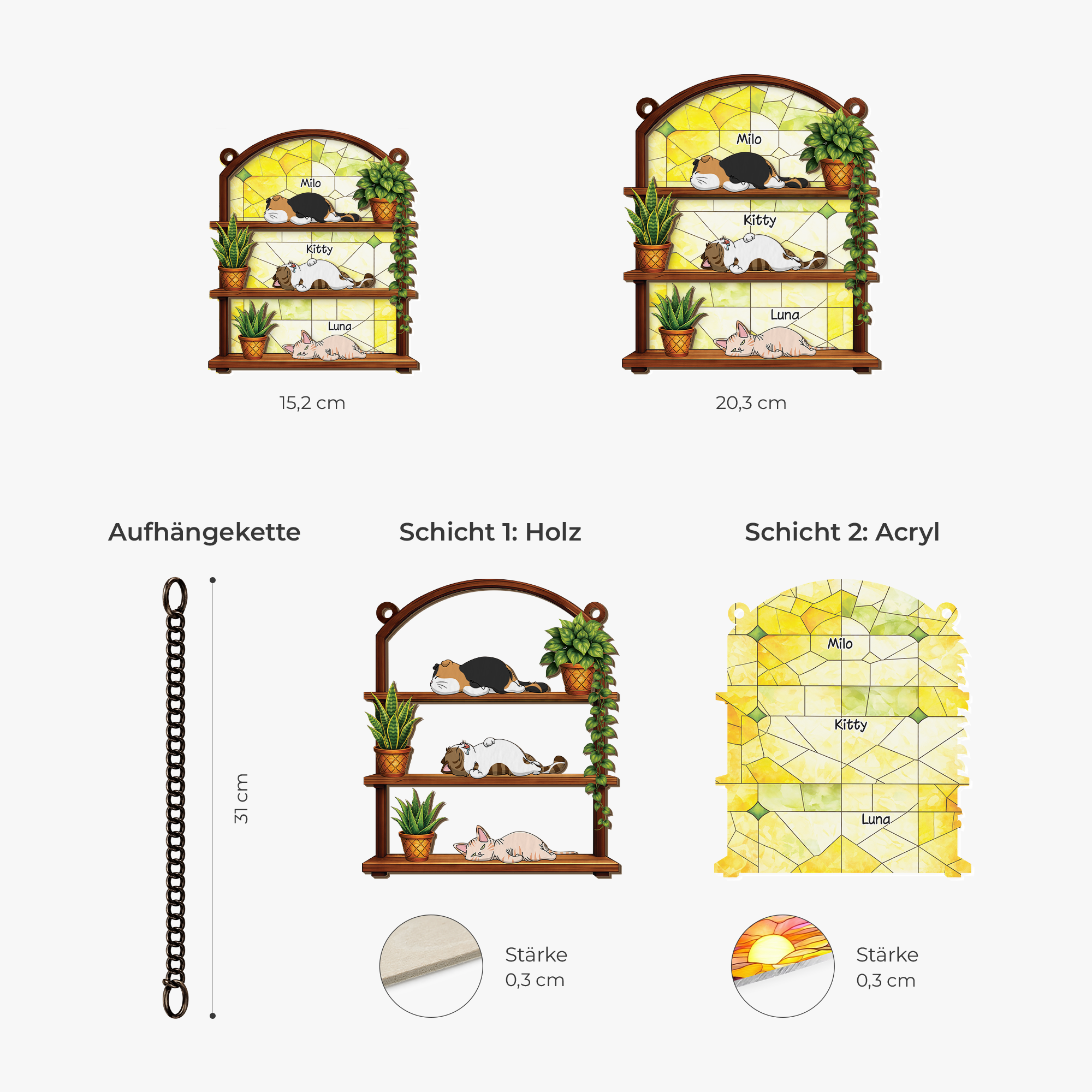 7765UGE3 faule katze lustig personalisierte geschenke katze  acryl sonnenfanger 7765u6kmd