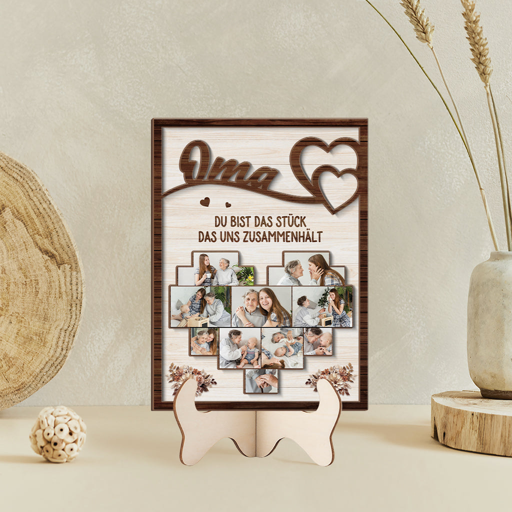 7769QGE2 mama du bist das stuck das uns zusammenhalt holzaufsteller personalisiert foto mama  oma 7769q6pma