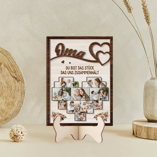 7769QGE2 mama du bist das stuck das uns zusammenhalt holzaufsteller personalisiert foto mama  oma 7769q6pma