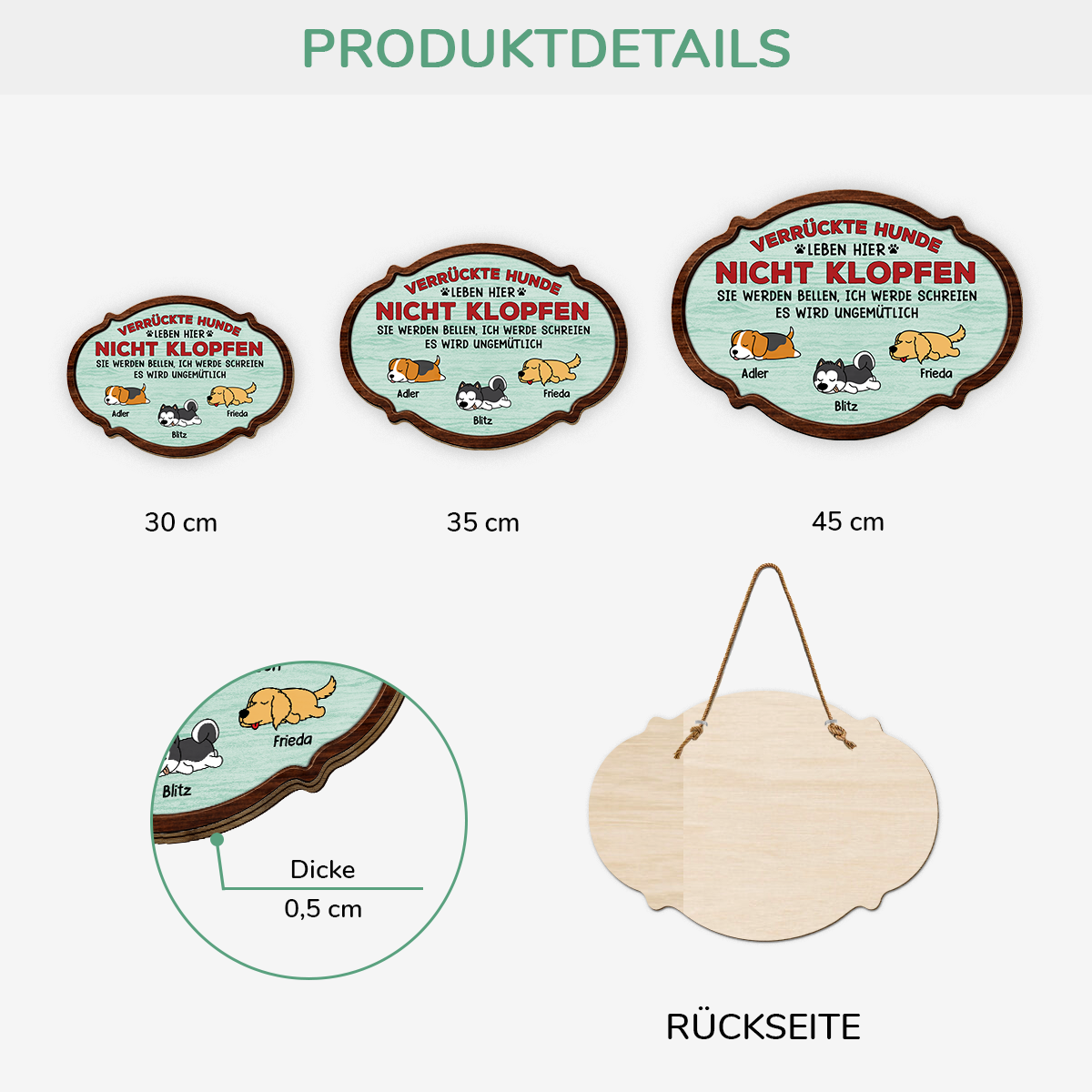 7772QGE3 verruckte hunde leben hier nicht klopfen personalisierte hunde geschenke  holzschild 7772q6chd_a40fb32a 45a4 4097 a3df 85518889af7e