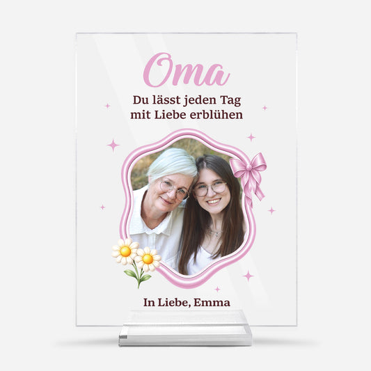 7786RGE1 du lasst jeden tag mit liebe erbluhen personalisierte geschenke foto  acryl aufsteller mit stander omamama 7786r8pta