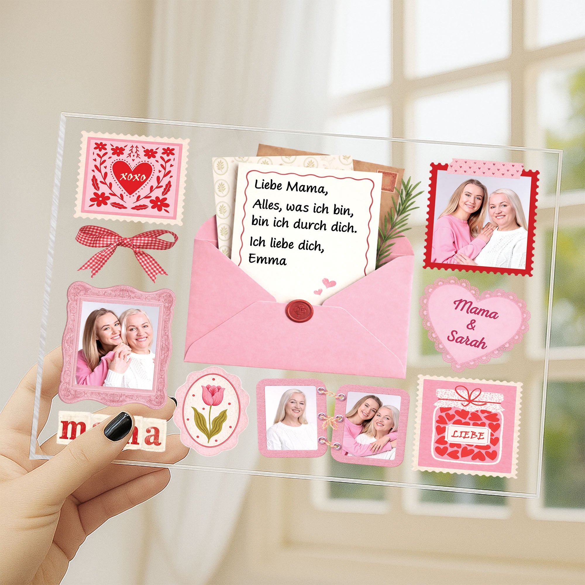 7795RGE1 brief an mama schreiben acryl aufsteller personalisiert mit stander omamama foto 7795rcvwa_4