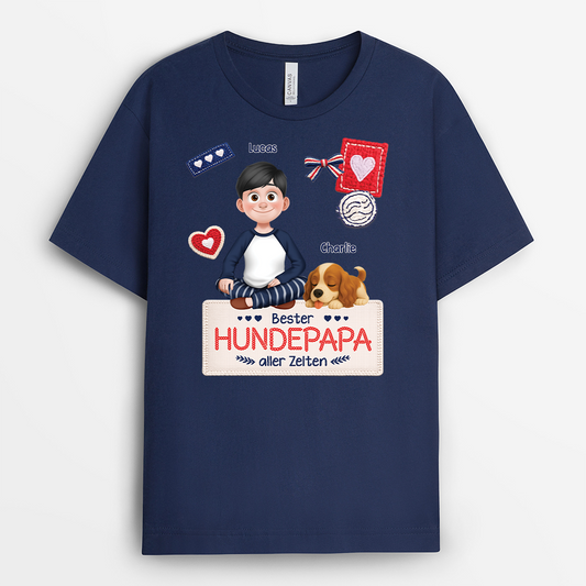 7816AGE2 beste hundemama der welt t shirt hund personalisiert strick optik 7816acfmc