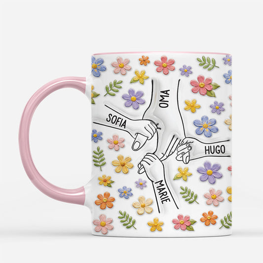 7821MGE1 3d druck effekt hand in hand blumen pastel omamama tasse personalisieren 7821mcvca