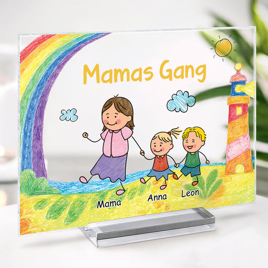 7834RGE2 mamas gang personalisiertes geschenk  acryl aufsteller mit stander papamama buntstifte 7834rtpta