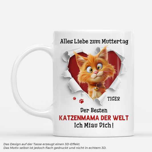 7880MGE1 3d druck effekt happy muttertagvatertag katzen tasse personalisiert_ wand gebrochen 7880m