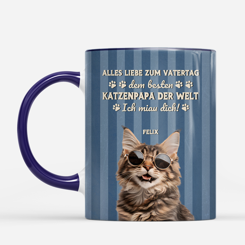 7882MGE2 3d druck effekt happy muttertagvatertag katzen tasse personalisiert foto streifen  7882m