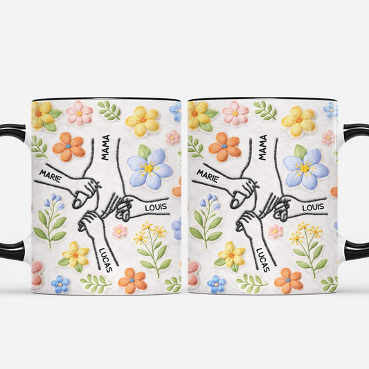 7884MGE1 3d druck effekt hand in hand fleece blumen personalisiertes geschenk  omamama tasse 7884mt6na