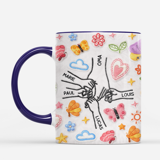 7884MGE2 3d druck effekt hand in hand fleece blumen personalisiertes geschenk  omamama tasse 7884mt6na