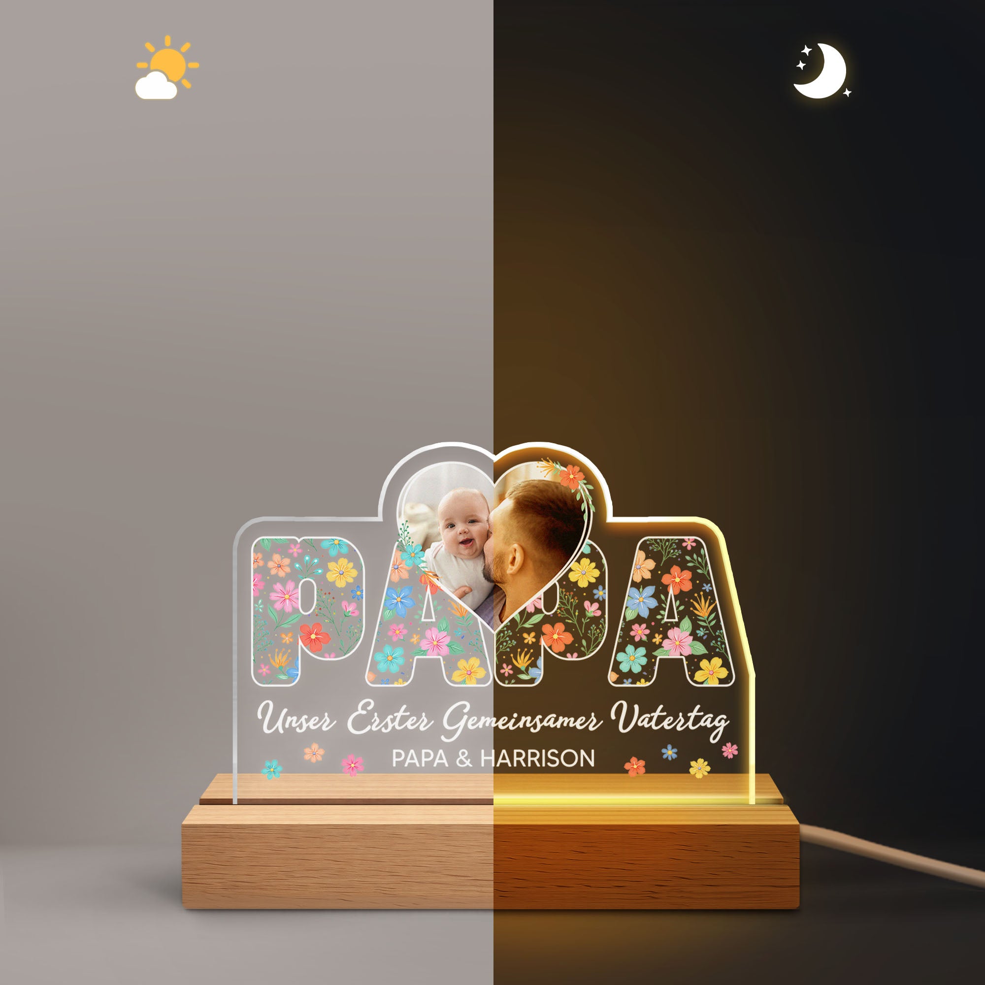 7890LGE2 unser erster gemeinsamer muttertagvatertag personalisiertes nachtlicht_ foto papamama 7890ltvwa