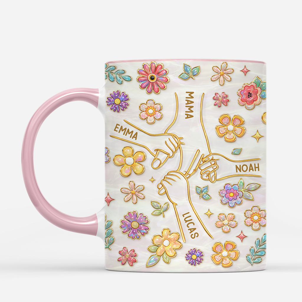 7892MGE2 3d druck effekt hand in hand oma  mama tasse personalisieren gold optik 7892msfza