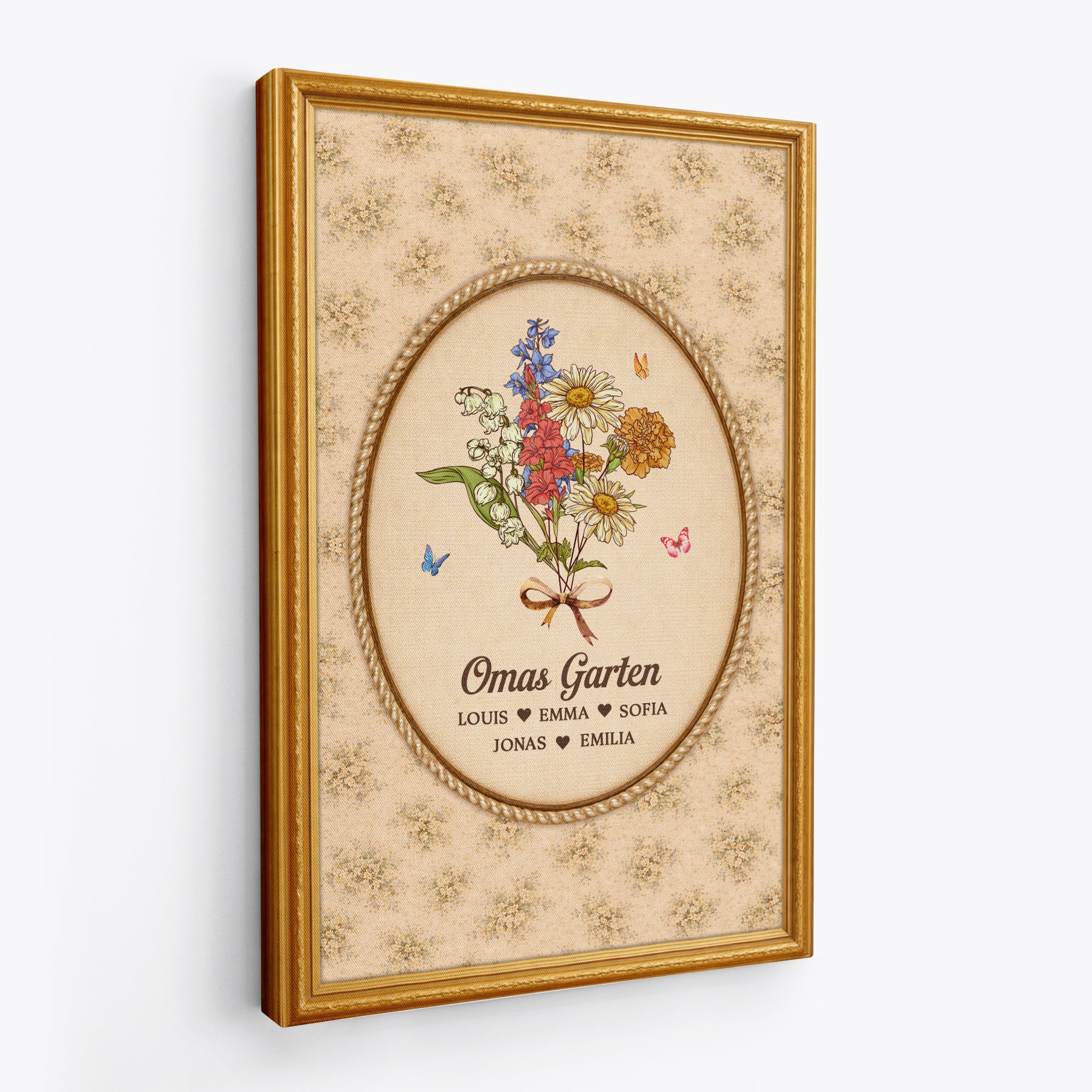 7951CGE2 3d druck effekt mamas garten personalisiertes geschenk  leinwand mama  oma blumen vintage 7951ccpca