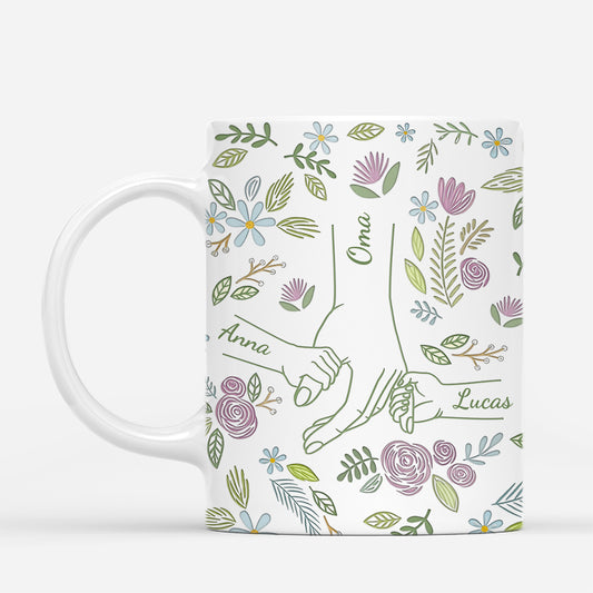7967MGE2 3d druck effekt hand in hand pflanze personalisiertes geschenk  mamaoma tasse 7967m3qta