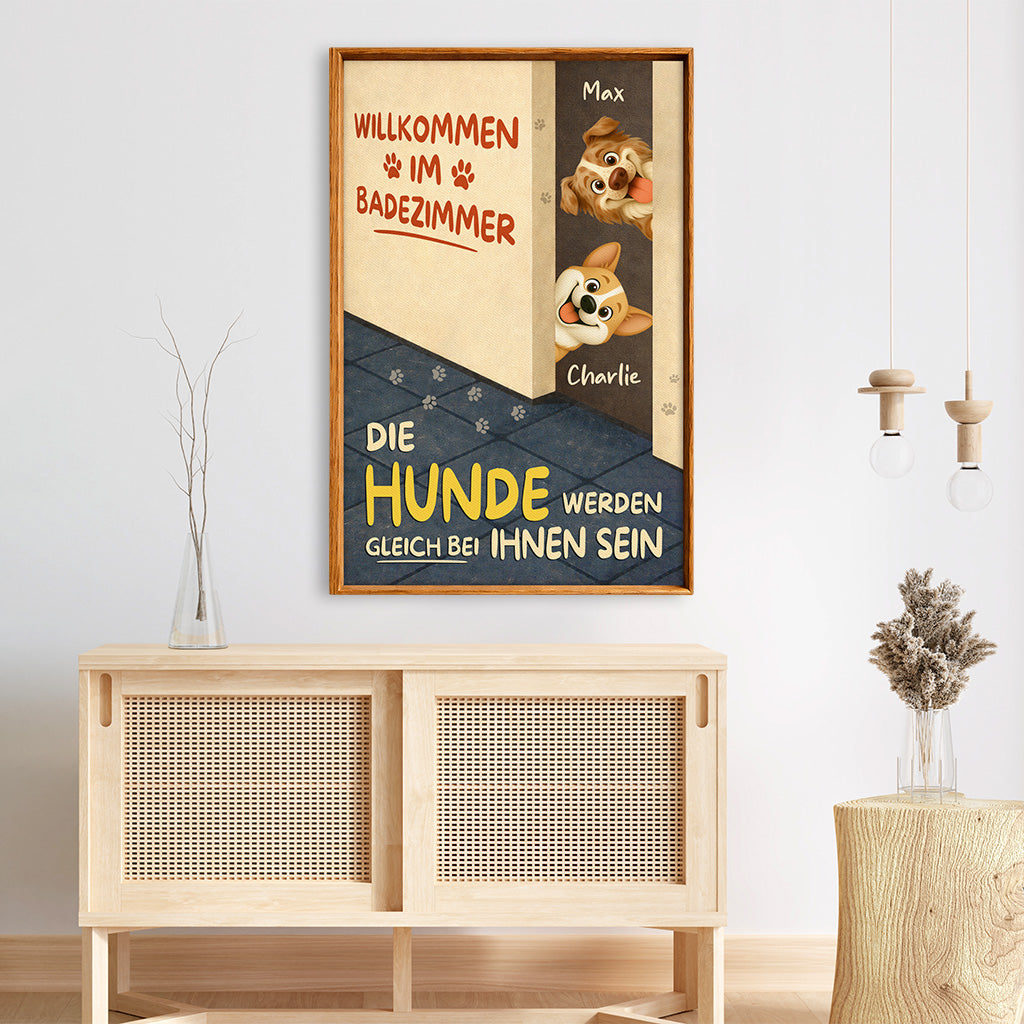 7974CGE3 ein hund wird gleich bei ihnen sein personalisierte hunde geschenke  leinwand 7974ccqmc