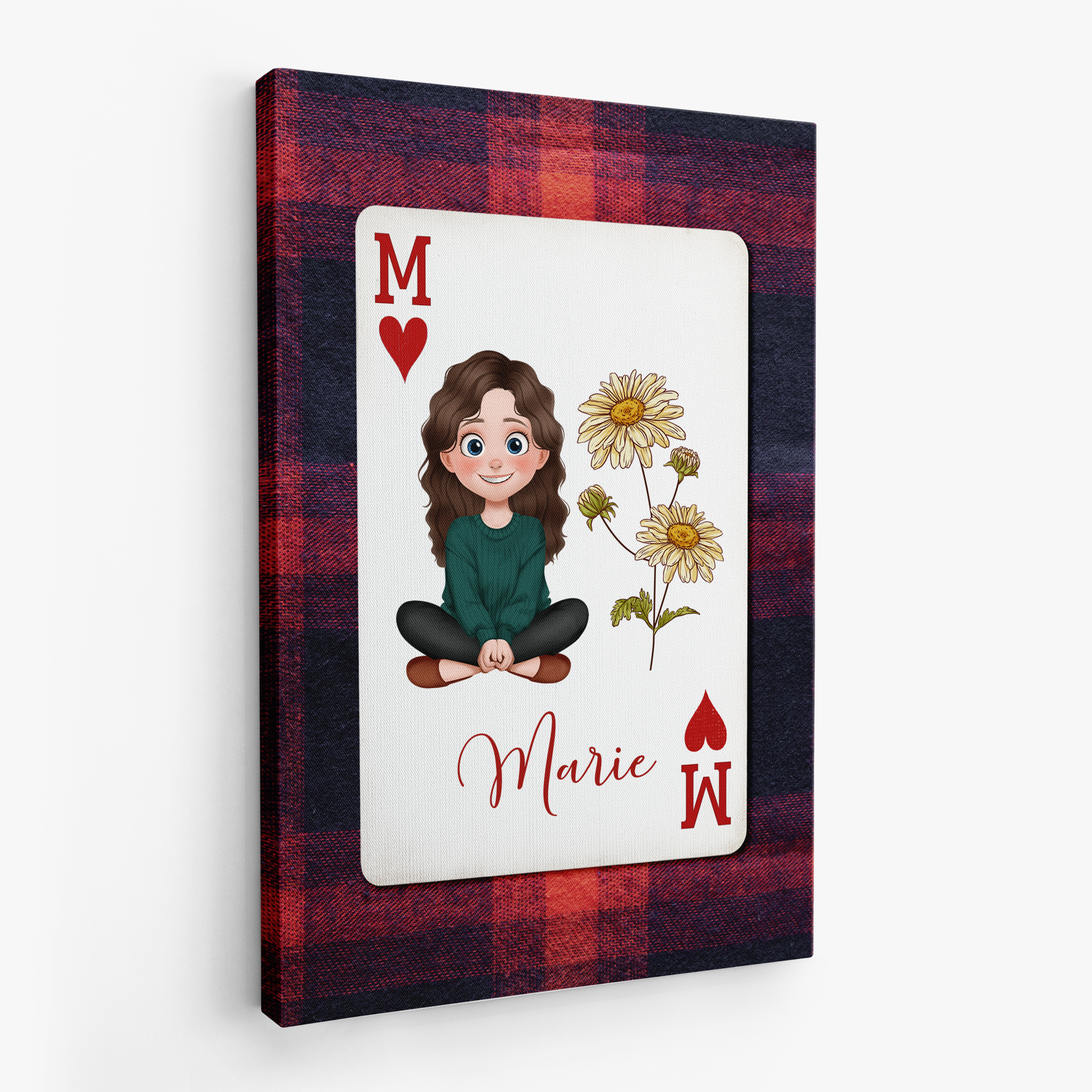 7976CGE2 name  blume personalisierte leinwand mama  oma spielkarten 7976ctfna