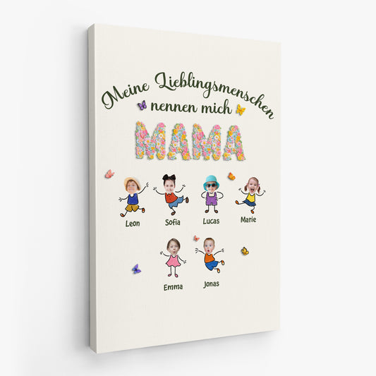7977CGE2 meine lieblingsmenschen nennen mich mama personalisierte leinwand mama  oma mit foto 7977ctyna