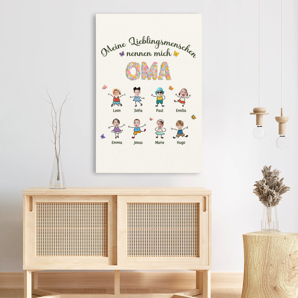 7977CGE3 meine lieblingsmenschen nennen mich mama personalisierte leinwand mama  oma mit foto 7977ctyna