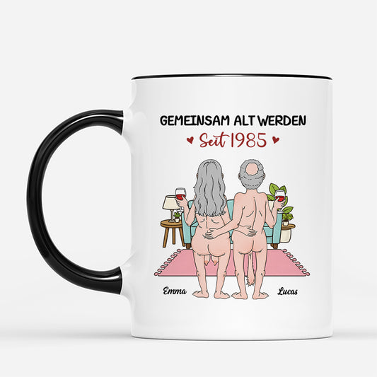7979MGE2 du und ich schatz bis zum bitteren faltigen und schrumpeligen ende personalisierte paar geschenke  tassen 7979msqcg