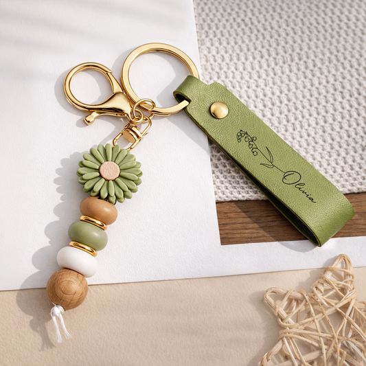 7999MGE2 name _ blume lineart uv druck daisy schlusselanhanger personalisiert perlen frauen 7999mj8f5a