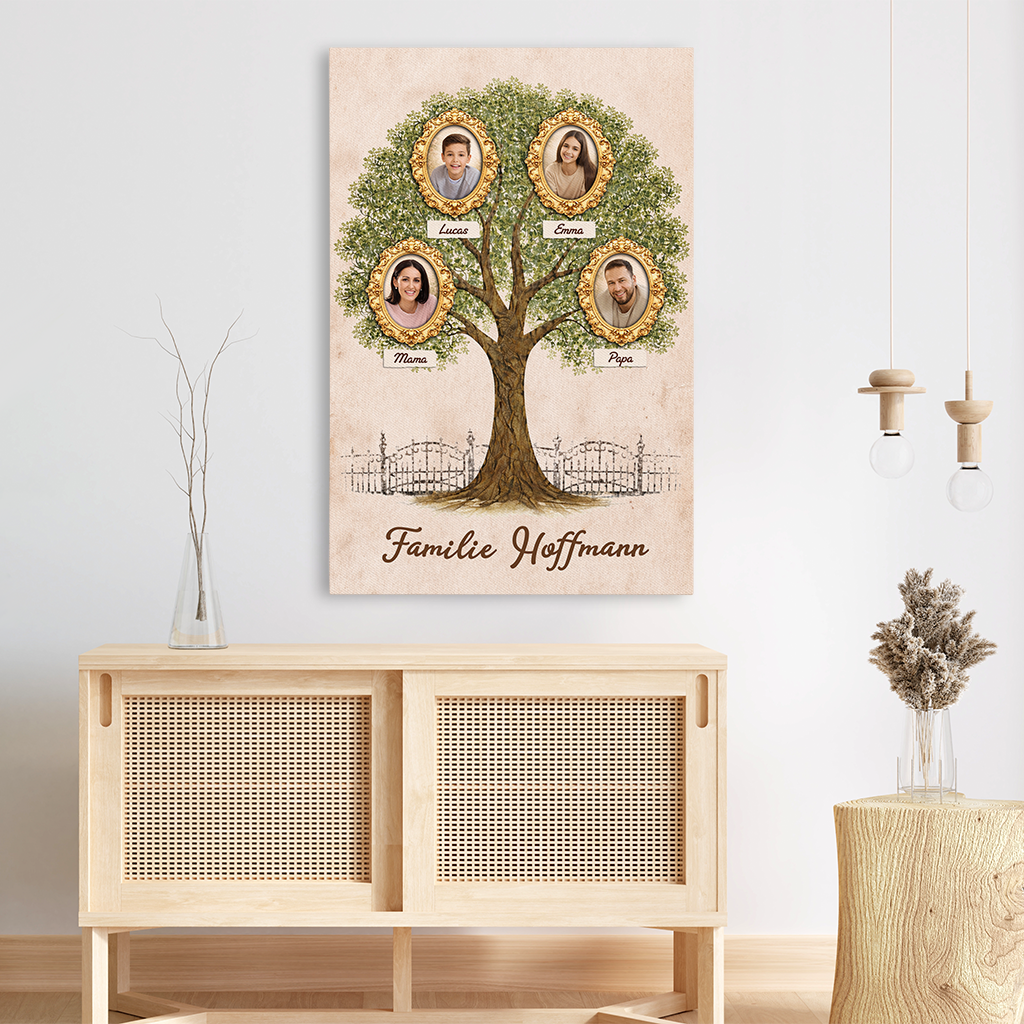 8009CGE3 familie personalisierte leinwand familie_ mit foto baum 8009c6fwi