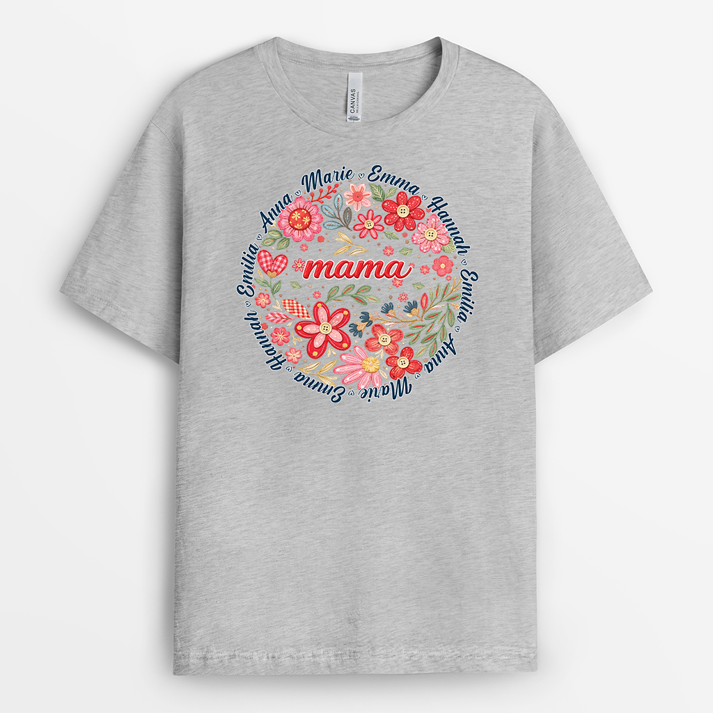 8047AGE2 3d druck effekt mama knopf oma  mama t shirt personalisiert garten 8047asyha