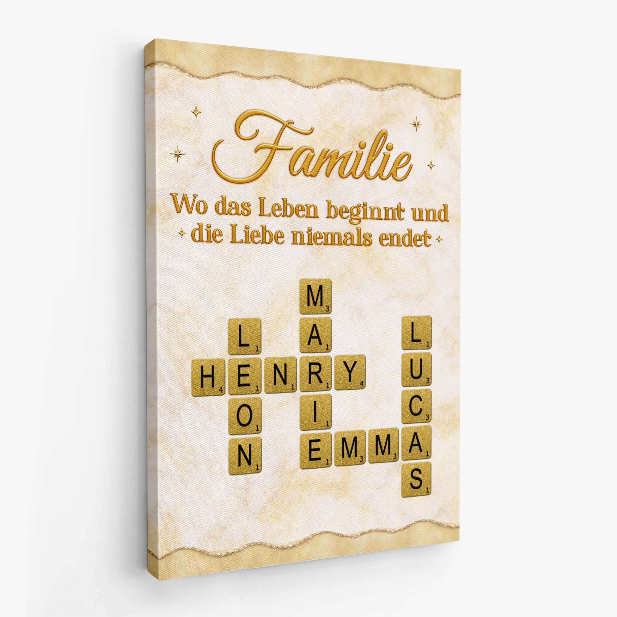 8062CGE2 3d druck effekt familie wo das leben beginnt und die liebe niemals endet personalisiertes kreuzwortratsel geschenk  leinwand 8062ccqzi
