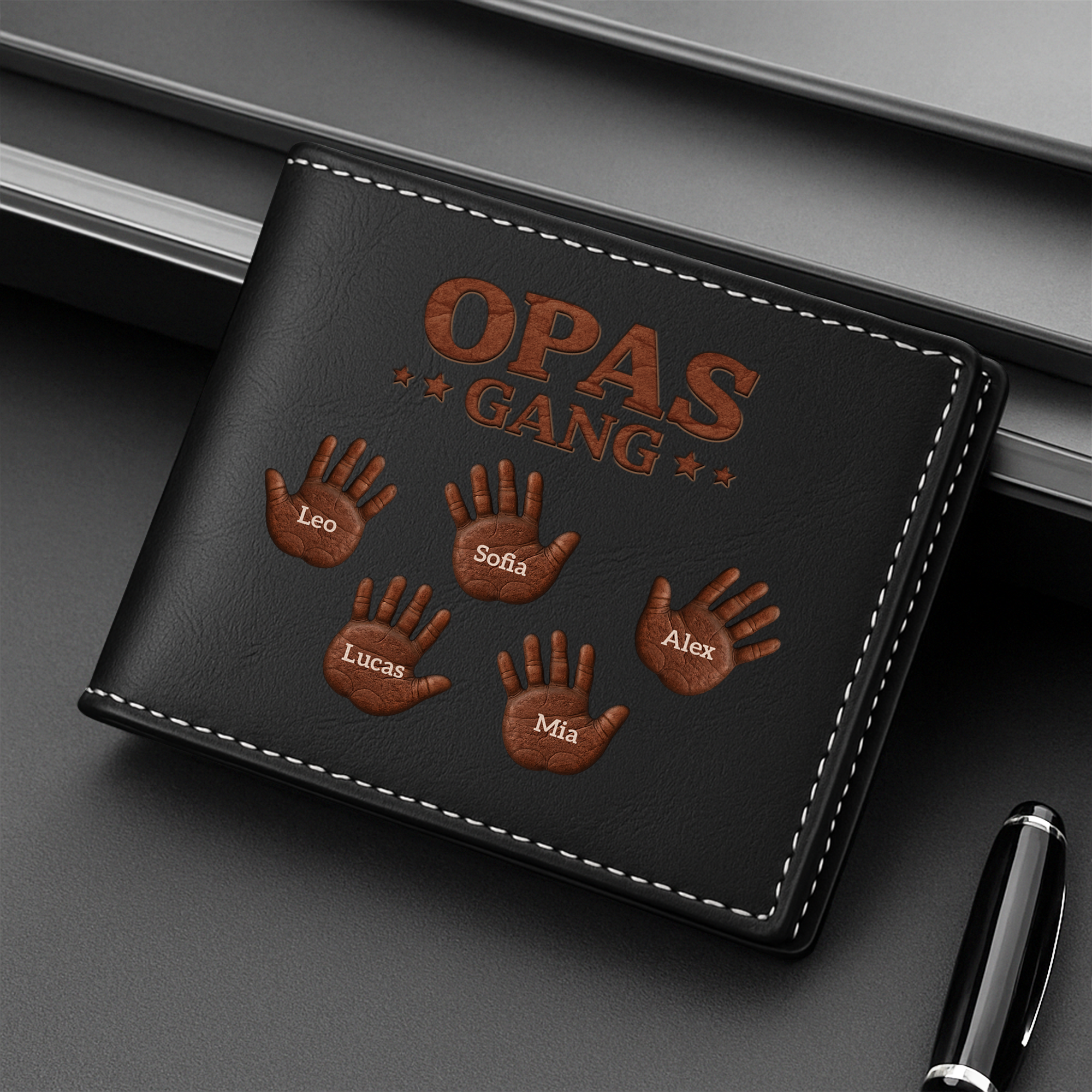 8127JGE2 3d druck effekt papas gang personalisierte geschenke herren  portemonnaie papaopa 8127j6kab