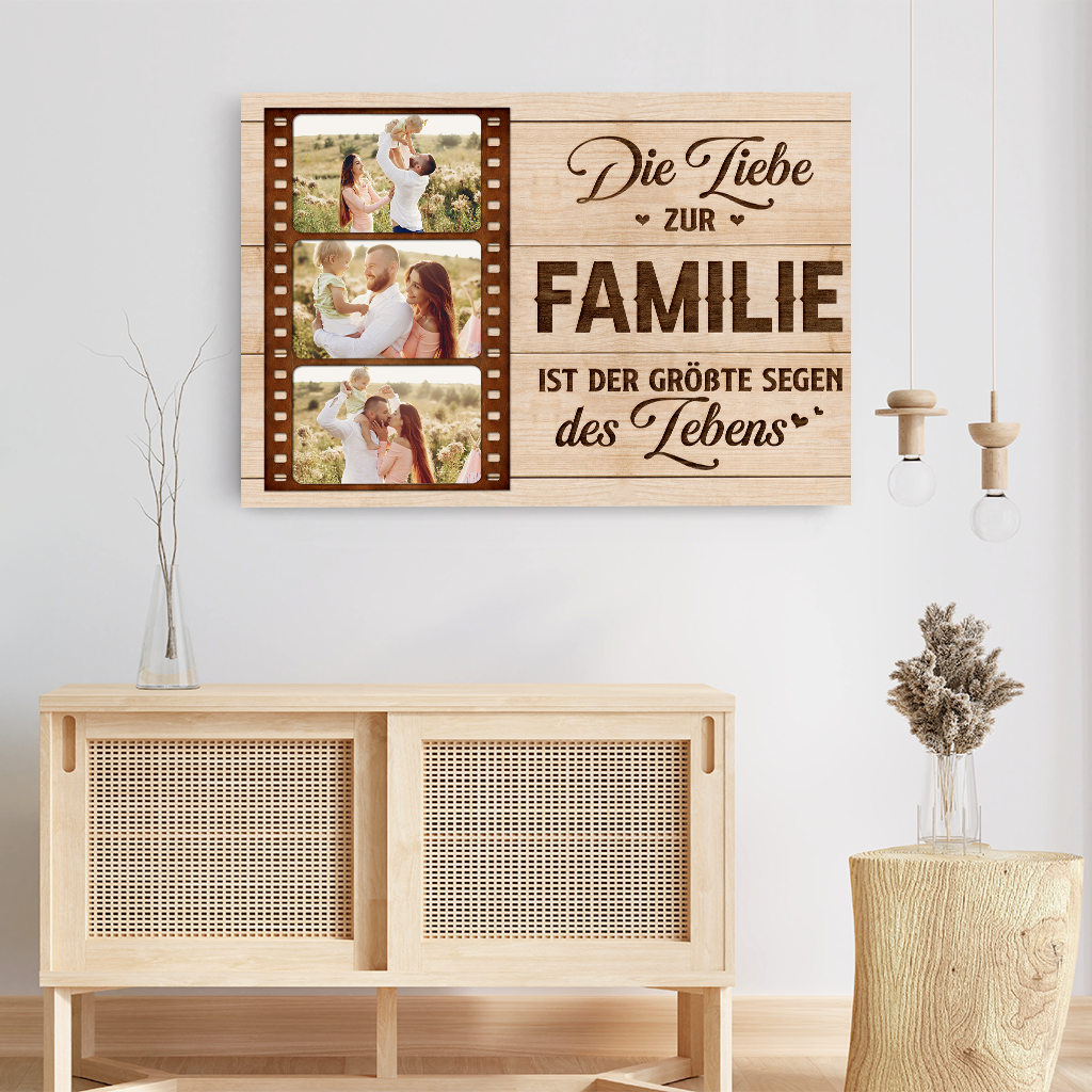 8162CGE3 die liebe zur familie ist der grosste segen des lebens personalisierte leinwand mamapapa foto 8162csfwi