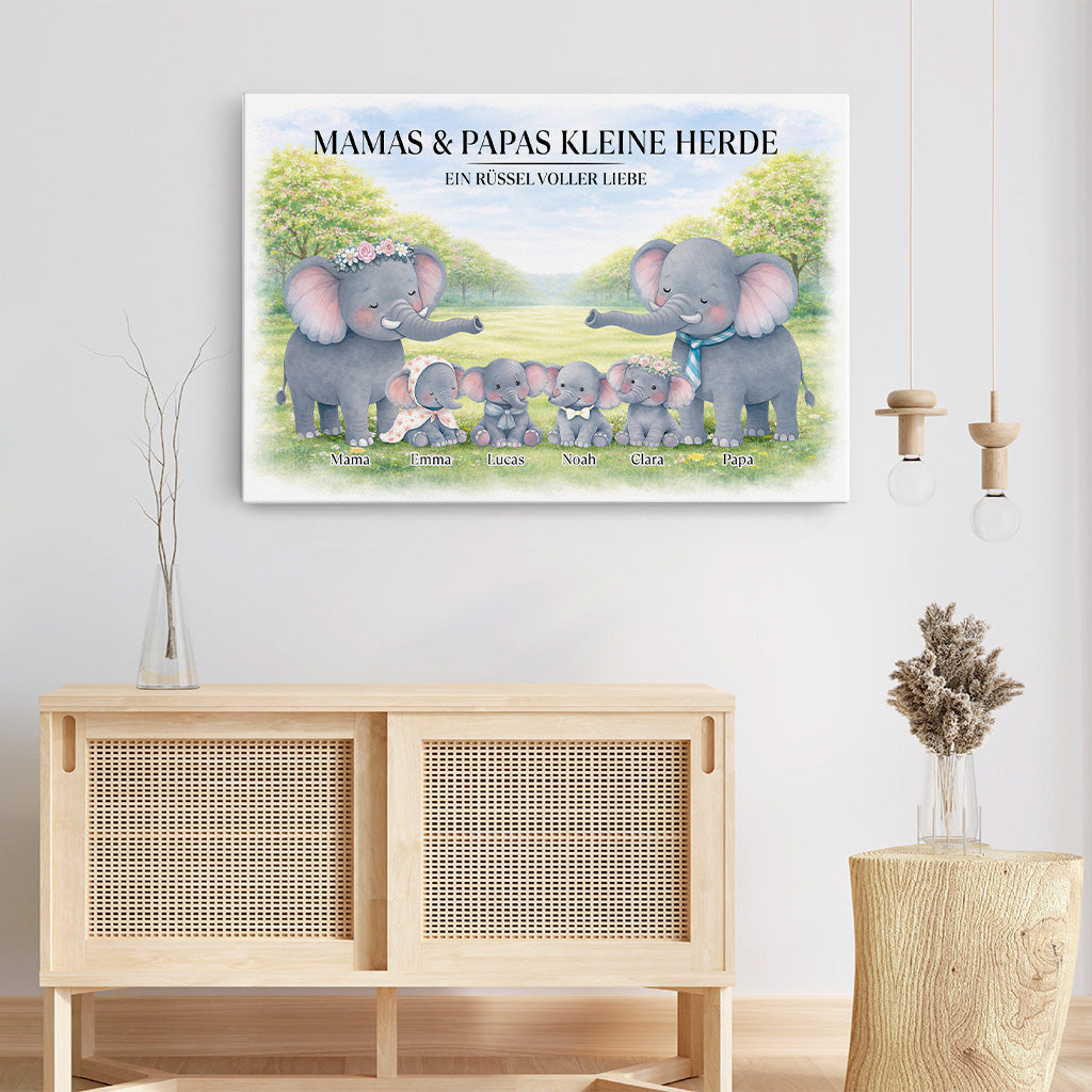 8168CGE1 mamas  papas kleine herde ein russel voller liebe personalisierte leinwand familie_ 8168cnvmi_1
