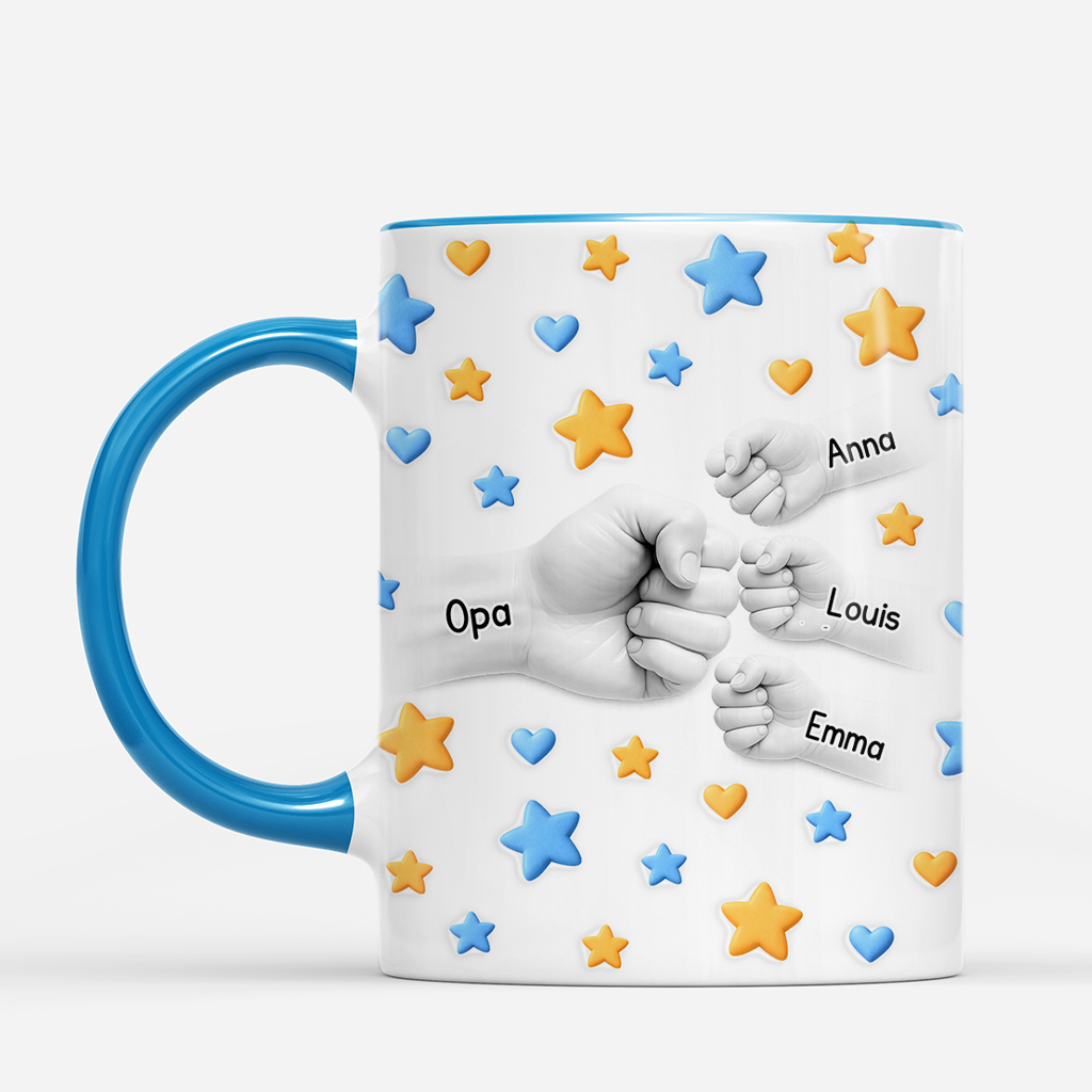 8190MGE2 3d druck effekt hand in hand sterne  herzen opapapa tasse personalisieren 8190mtfwb