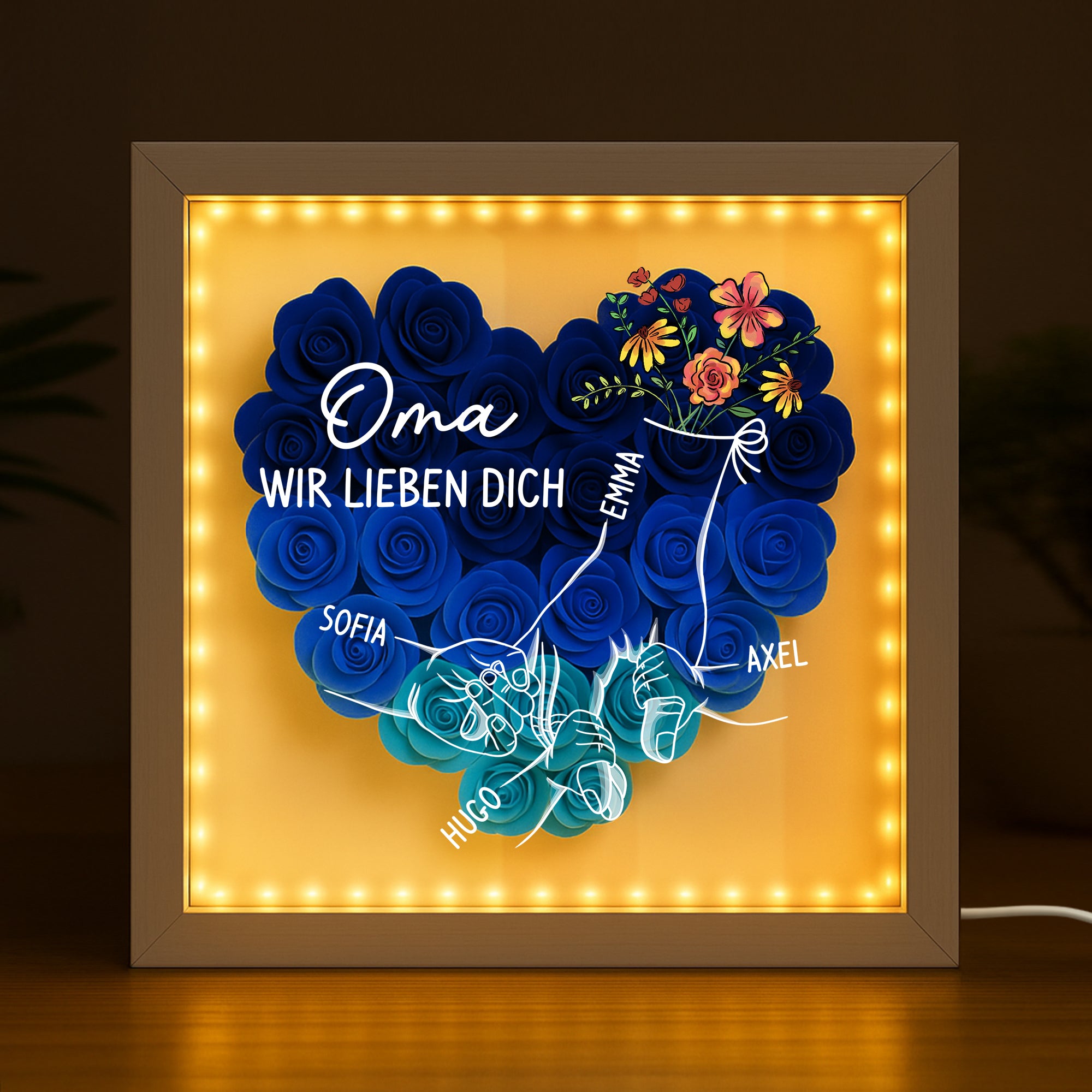 8208OGE2 mama wir lieben dich blumen 3d bilderrahmen personalisiert mamaoma 8208o6paa