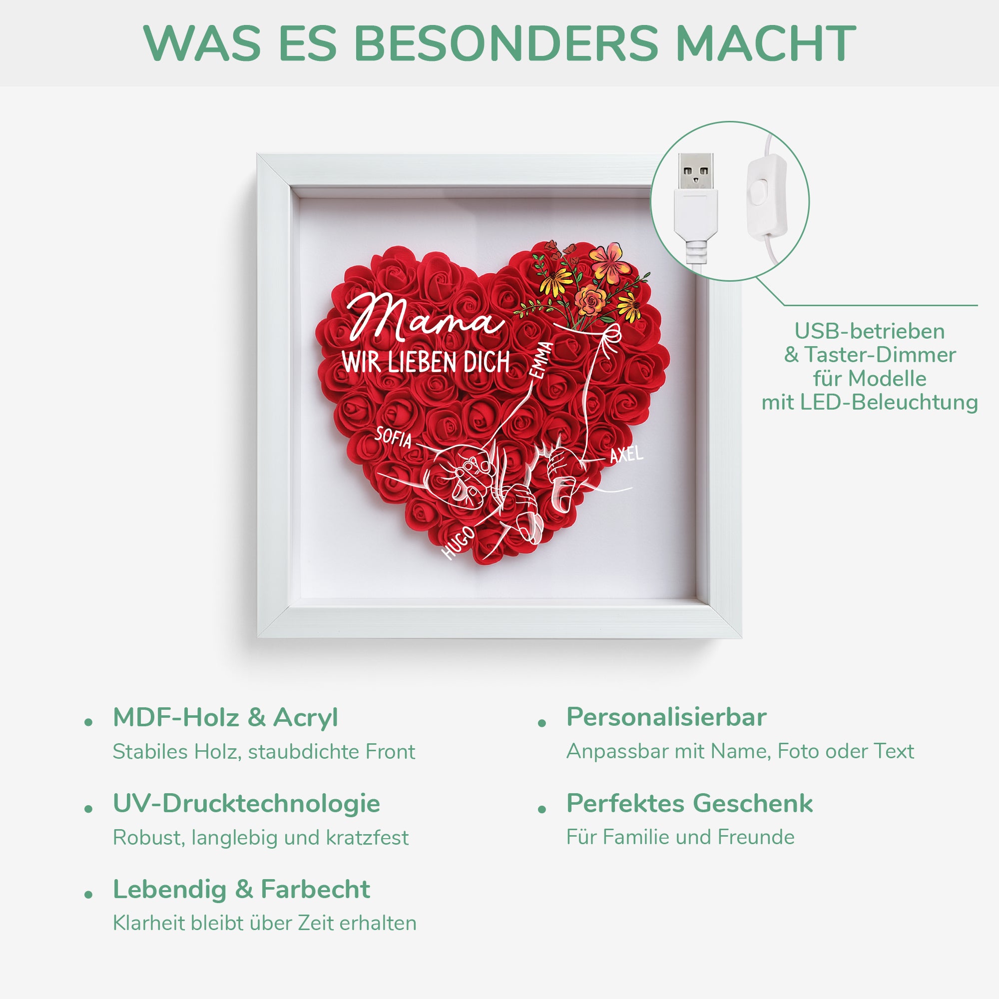 8208OGE4 mama wir lieben dich blumen 3d bilderrahmen personalisiert mamaoma 8208o6paa