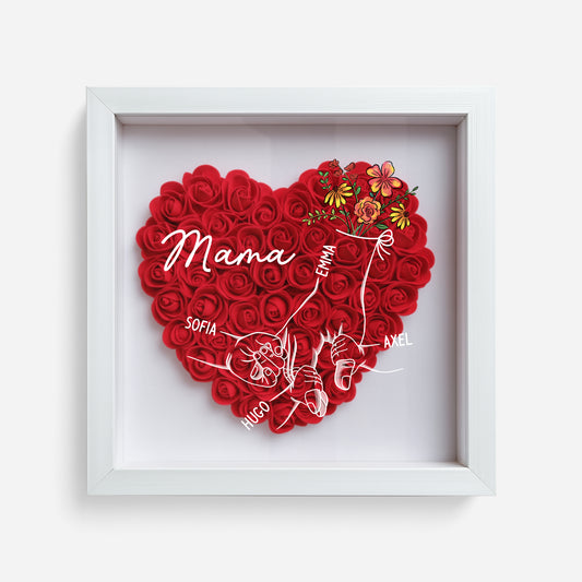 8215OGE1 mama hand in hand blumen 3d bilderrahmen personalisiert mamaoma 8215o6p5a